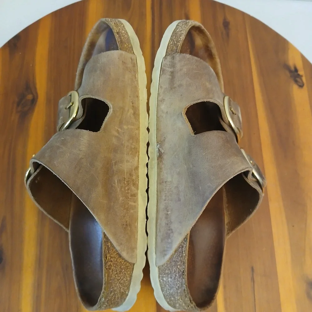 Birkenstock Arizona Big Buckle Womens 38 Brown Slides Sandals Corkboard